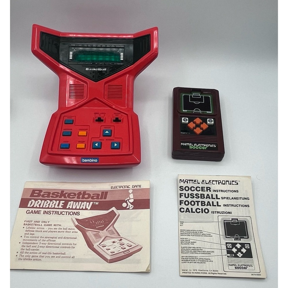 Vintage Mattel Electronics‎ Soccer Handheld & Bambino Basketball "Dribble Away"